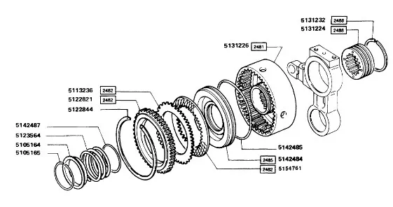 5122844 - Кольцо стоп. внутр. М168 шест.корп. муфт четн./нечетн. скор. КПП TMT7/MXMPm, T6090